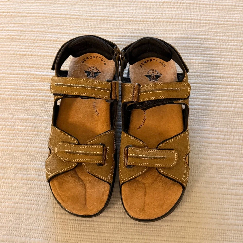 NEW Dockers Mens Sunland Memory Foam Fisherman Sandals Brown 90-21382 Size 12M